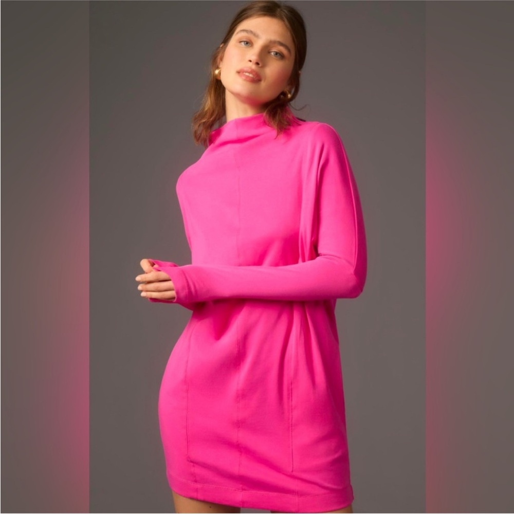 Daily Practice Anthropologie Pink Mock Neck Knit Mini Dress S